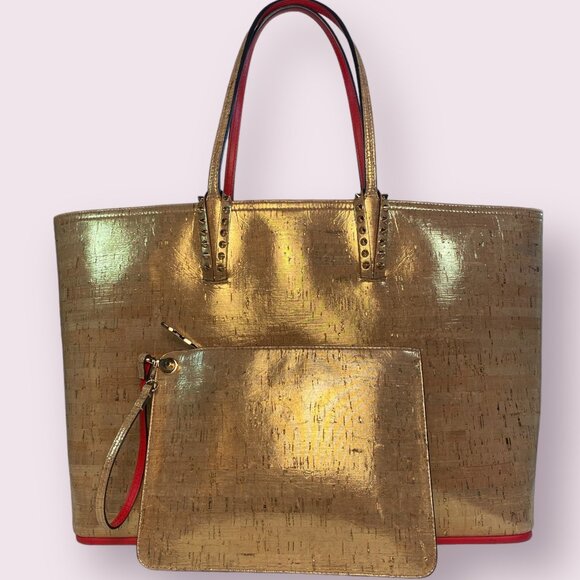 Christian Louboutin Cabata Liege Pepite Metallic Cork Tote and Wallet Pouch - Picture 2 of 10